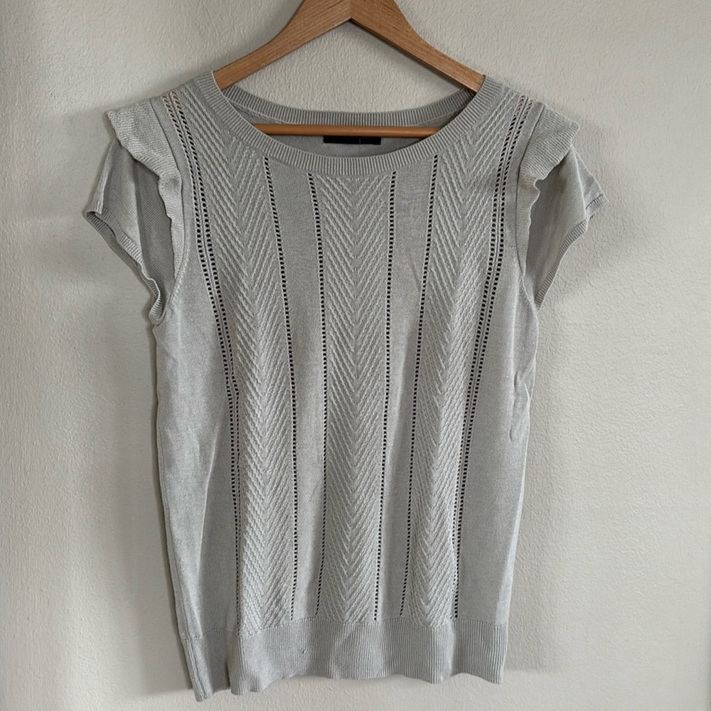 Banana Republic Light Gray Knit Cap-Sleeve Top